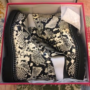 Vince Camuto Melnita Snakeskin Combat Boots